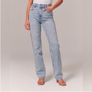 Abercrombie & Fitch 90s Straight High Rise Jeans Light Wash 25 / 0 Extra Short